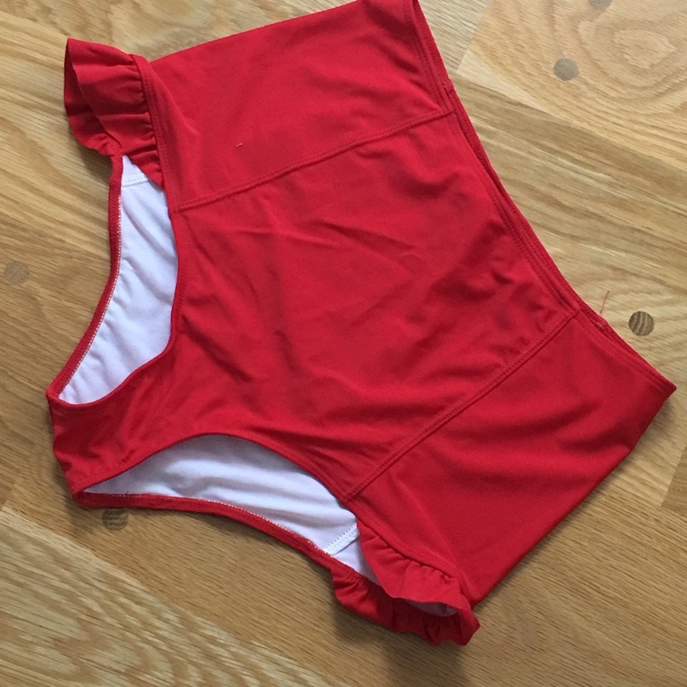 Kortni Jeane Red Ruffle Swim Bottom